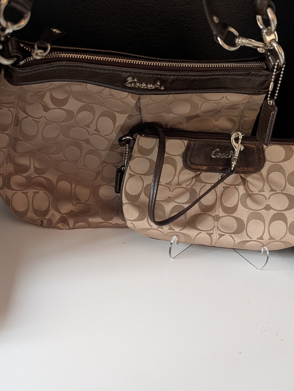 Coach Signature Ashley Crossbody Satchel and Matching Wristlet